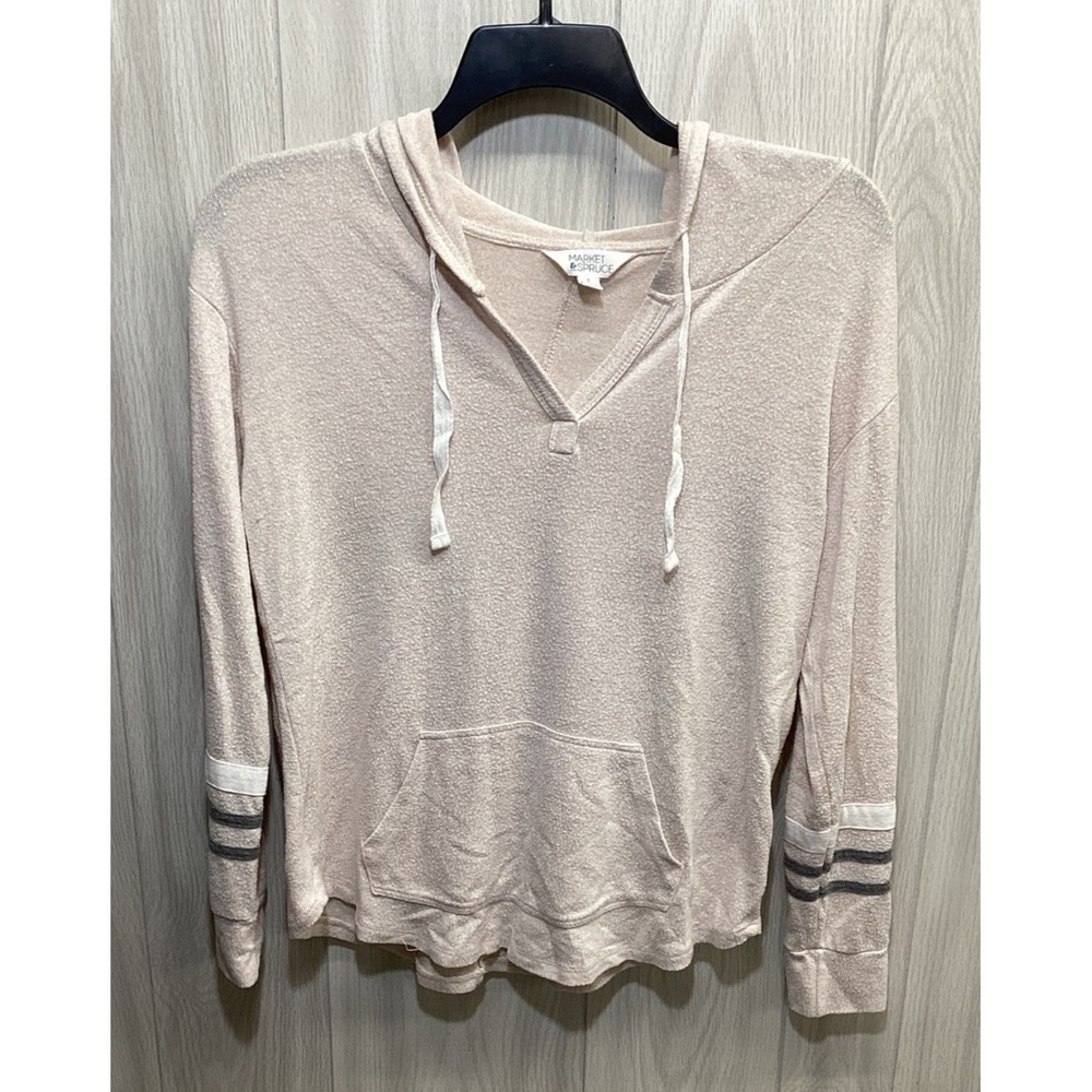 MARKET & SPRUCE Women's (Size S) Long Sleeve Hooded Shirt Pockets Stretch
